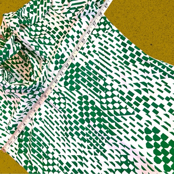 VTG 70s Mod Green & White Abstract Pattern Dress & Button Front Cardigan Set | S - Picture 14 of 16